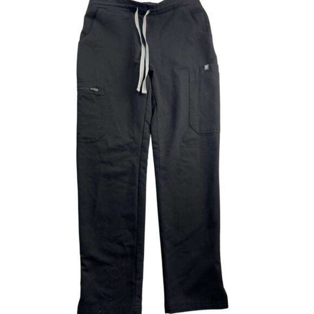 Figs Technical Collection Black Tie Front Scrub Pants XS